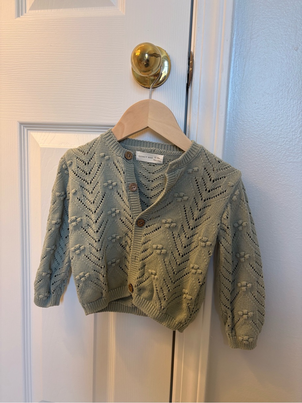 Quincy Mae knit cardigan in sage